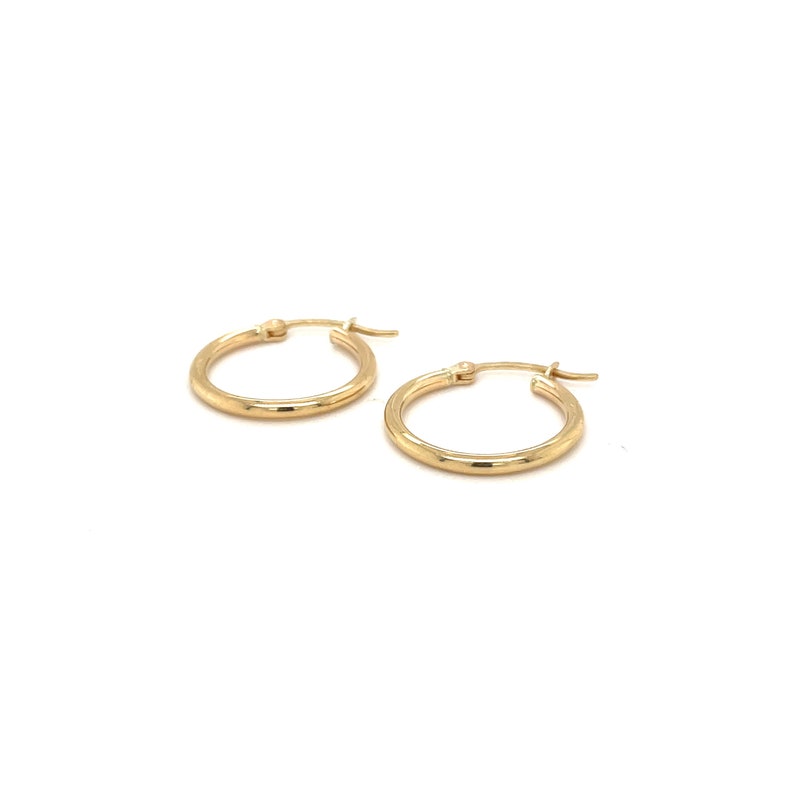 10k Yellow Gold 3/4 inch Hoop Earrings, Yellow Gold Hoops, Minimalist Yellow Gold Hoop Earrings, 10k Gold Earrings, Thin Gold Hoops image 2