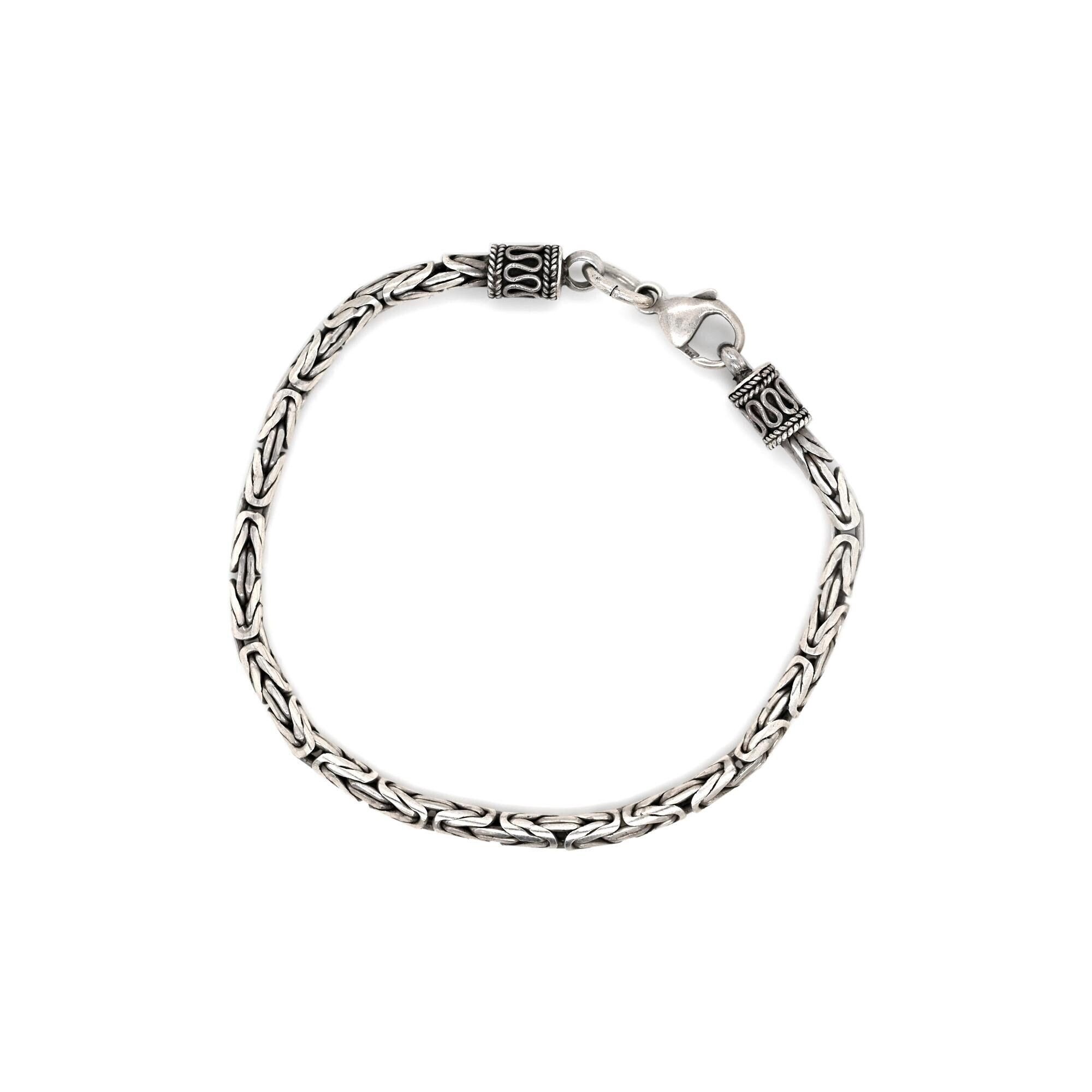 Sterling Silver Balinese Byzantine Link Bracelet, Men's Sterling Jewelry, Men's Link Bracelet, Bali Bracelet, Woven Silver Link Bracelet
