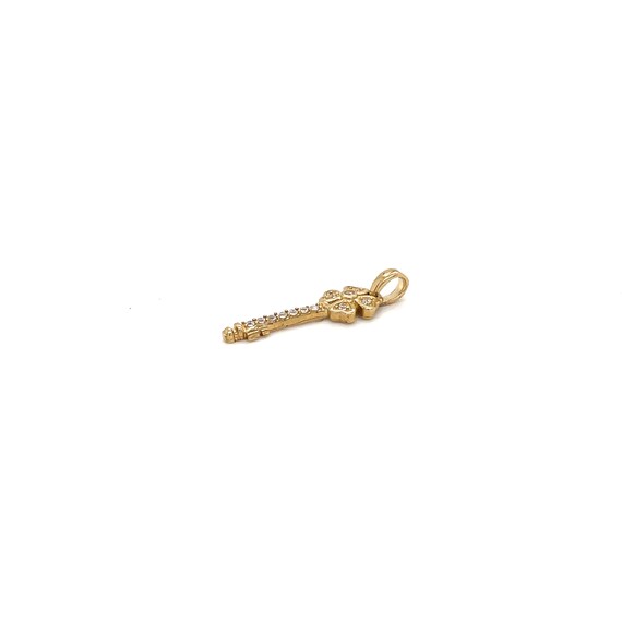 10k Yellow Gold Four Clover Key Pendant, Gold Key… - image 2