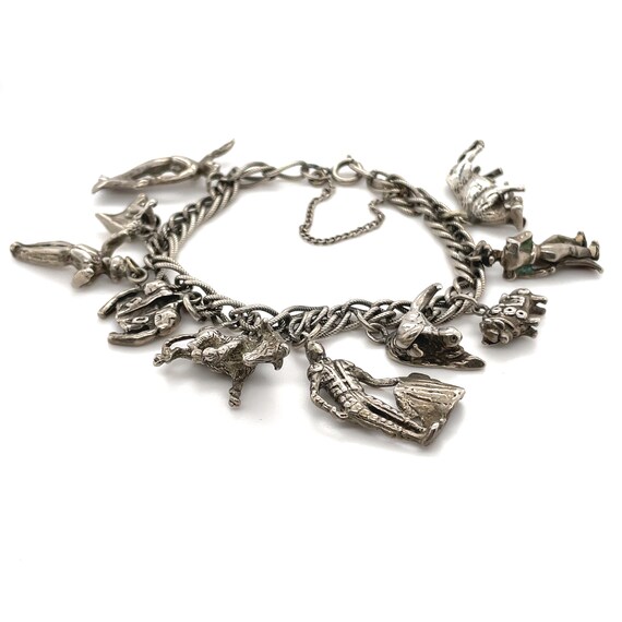 Antique Sterling Matador Charm Bracelet, Spanish Mata… Gem