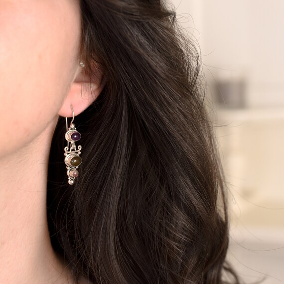 Sterling Labradorite Multigem Dangle Earrings, La… - image 4