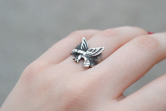 Simple Sterling Silver Eagle Ring, Sterling Bird … - image 1