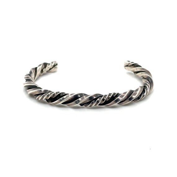 Heavy Sterling Unisex Twisted Cuff Bracelet, Silver R… Gem