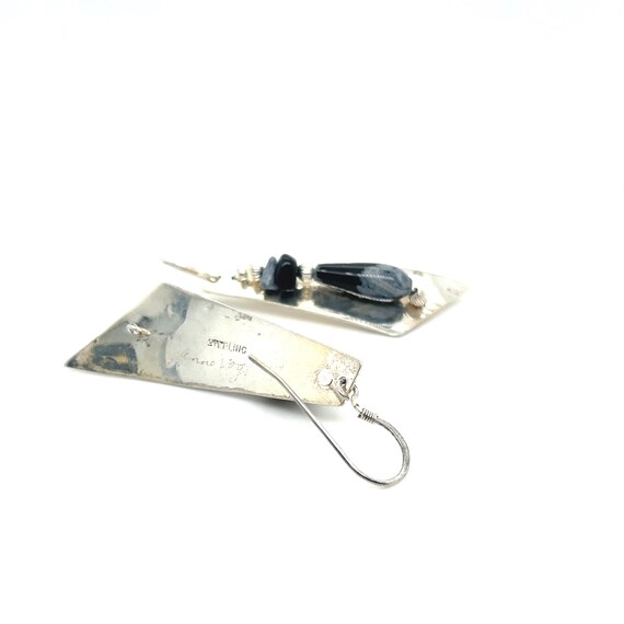 Sterling Silver Artisan Signed Snowflake Obsidian… - image 2