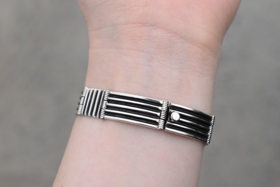 Solid Sterling Silver Unique Link Bracelet, Men's… - image 4