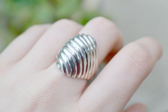 Heavy Sterling Silver Taxco Ribbed Dome Ring, Sterling Taxco Ring, Taxco Jewelry, Ribbed Sterling Ring, Sterling Dome Ring, Taxco Ring