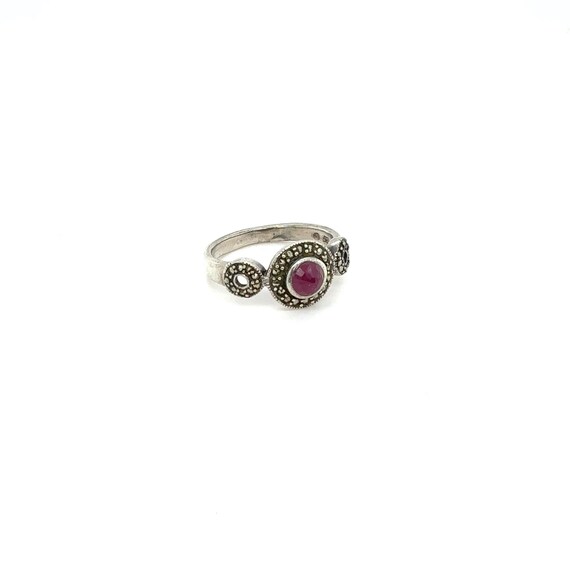 Sterling Silver Natural Ruby and Marcasite Open C… - image 5