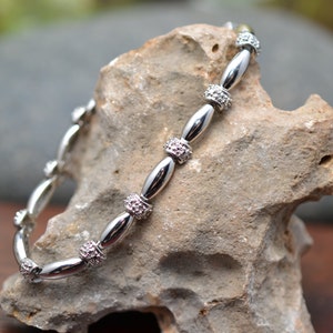 AS IS Sterling Silver and Clear Stone Tennis Bracelet (Clasp only held on by safety latch)