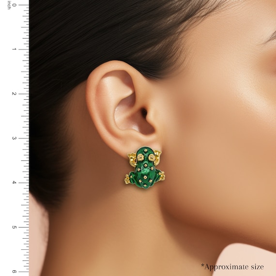 Gold Tone Designer KJL Kenneth J Lane Green Ename… - image 6