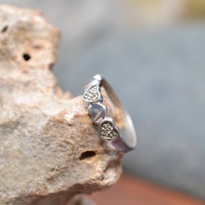 Sterling Silver Gemstone Heart Band Ring