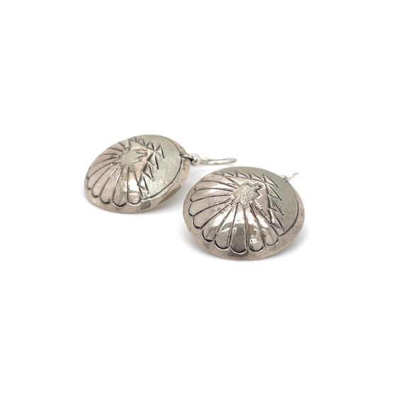 Sterling Silver Tribal Disk Dangle Earrings, Trib… - image 2