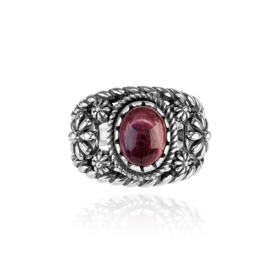 Sterling Relios Purple Spiny Oyster Flower Ring, … - image 1