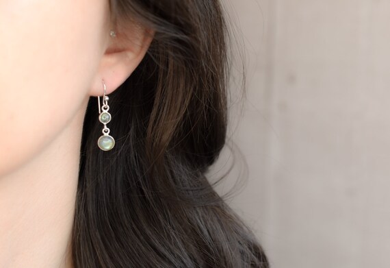 Simple Sterling Silver Labradorite Dangle Earring… - image 2