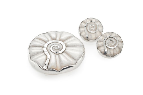 Sterling Artisan Ceramic Spiral Brooch and Earrings Set Sterling Ceramic Earrings Sterling Pottery Earrings Sterling Pottery Jewelry Etsy France