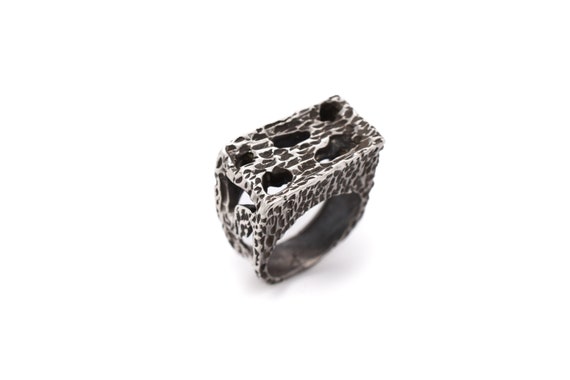 Heavy Sterling Silver Textured Statement Ring, Ste