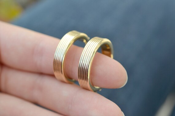 14k Yellow Gold Round Hoop Earrings, 14k Wide Hoop