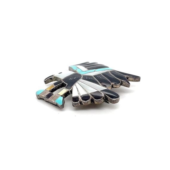 Sterling Silver Native American Turquoise Eagle Brooch, Sterling Bald Eagle Jewelry, Turquoise Inlay Pin, Native American Turquoise View 3