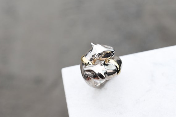Sterling Silver and 18k Yellow Gold Double Panther