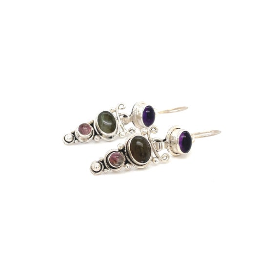 Sterling Labradorite Multigem Dangle Earrings, La… - image 3