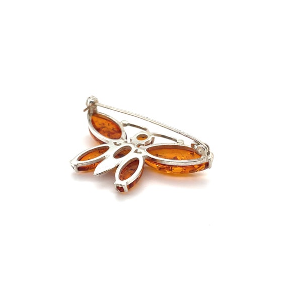 Sterling Silver Amber Butterfly Brooch, Sterling … - image 3