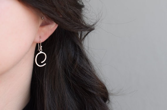 Sterling Silver abstract Swirl Dangle Earrings, Sterling Abstract Earrings, Silver Spiral Earrings, Abstract Sterling Silver Earrings