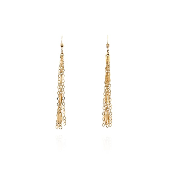 14k Gold Fill Chain Dangle Earrings, Minimalist G… - image 1