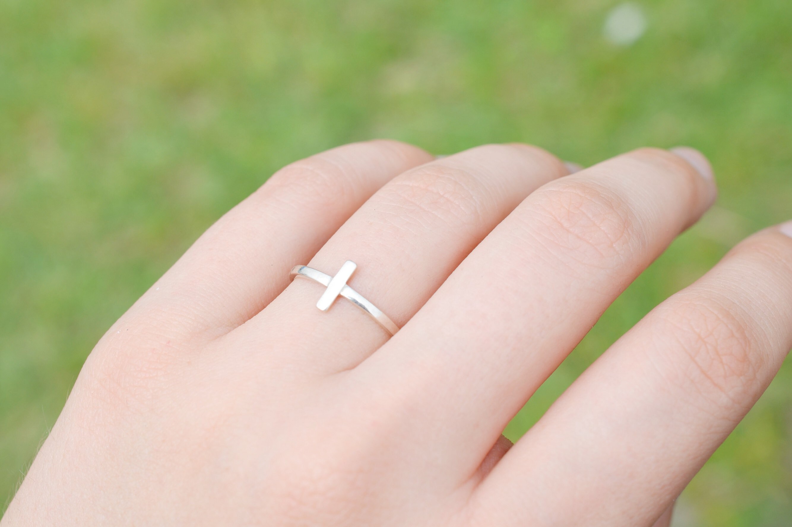Lateral Cross Rings Thin Sterling Cross Wrap Ring, Sideways Cross Ring, Catholic Jewelry ...