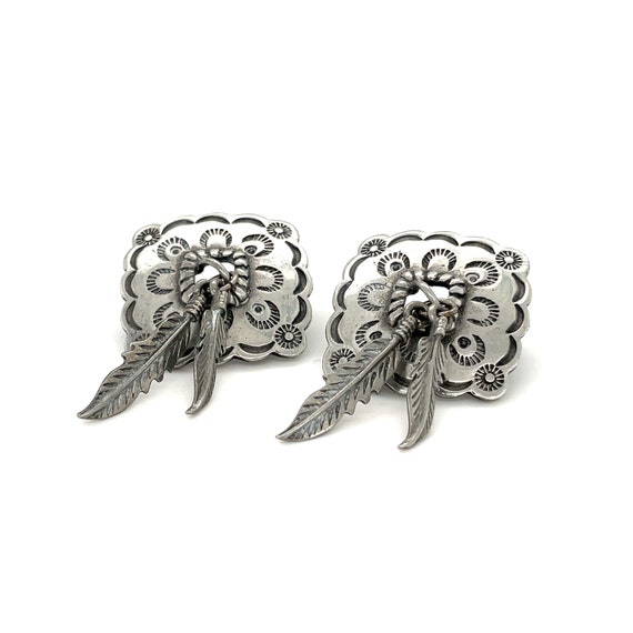 JJ Jonette Southwestern Silver Feather Earrings, … - image 3