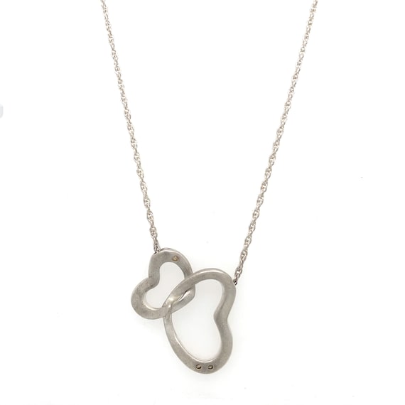 Sterling Diamond Interlocked Heart Necklace, Silv… - image 2