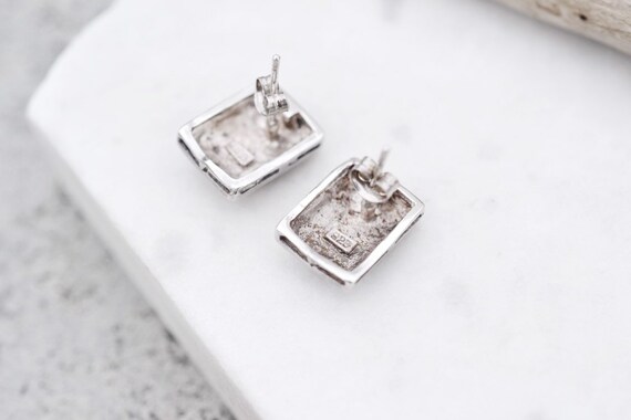 Sterling Silver Filigree Rectangle Stud Earrings,… - image 2