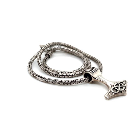 Solid Sterling Silver Celtic Weave Thor's Hammer … - image 3