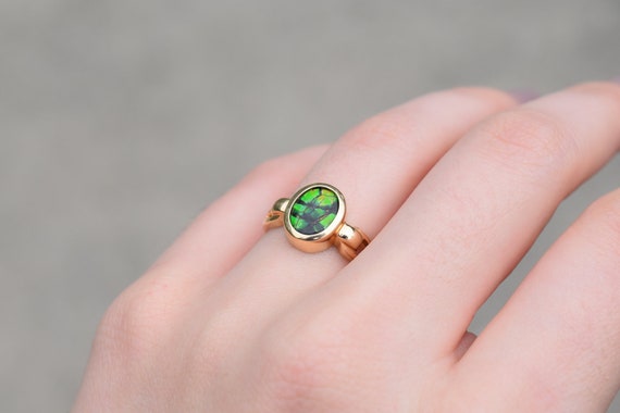 Canadian Rainbow Ammolite Ring in silver.Details below. - Ammolite Jewelry  From Canada