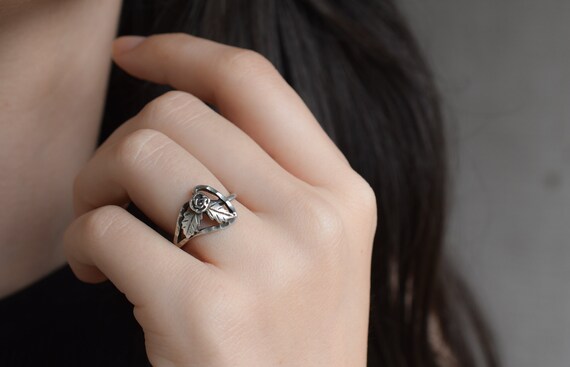 Simple Sterling Silver Rose Ring, Delicate Sterli… - image 3
