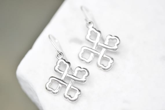 Sterling Silver Celtic Knot Dangle Earrings, Ster… - image 1