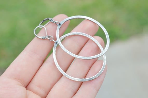 Artisan Sterling Silver Textured Dangle Earrings,… - image 4