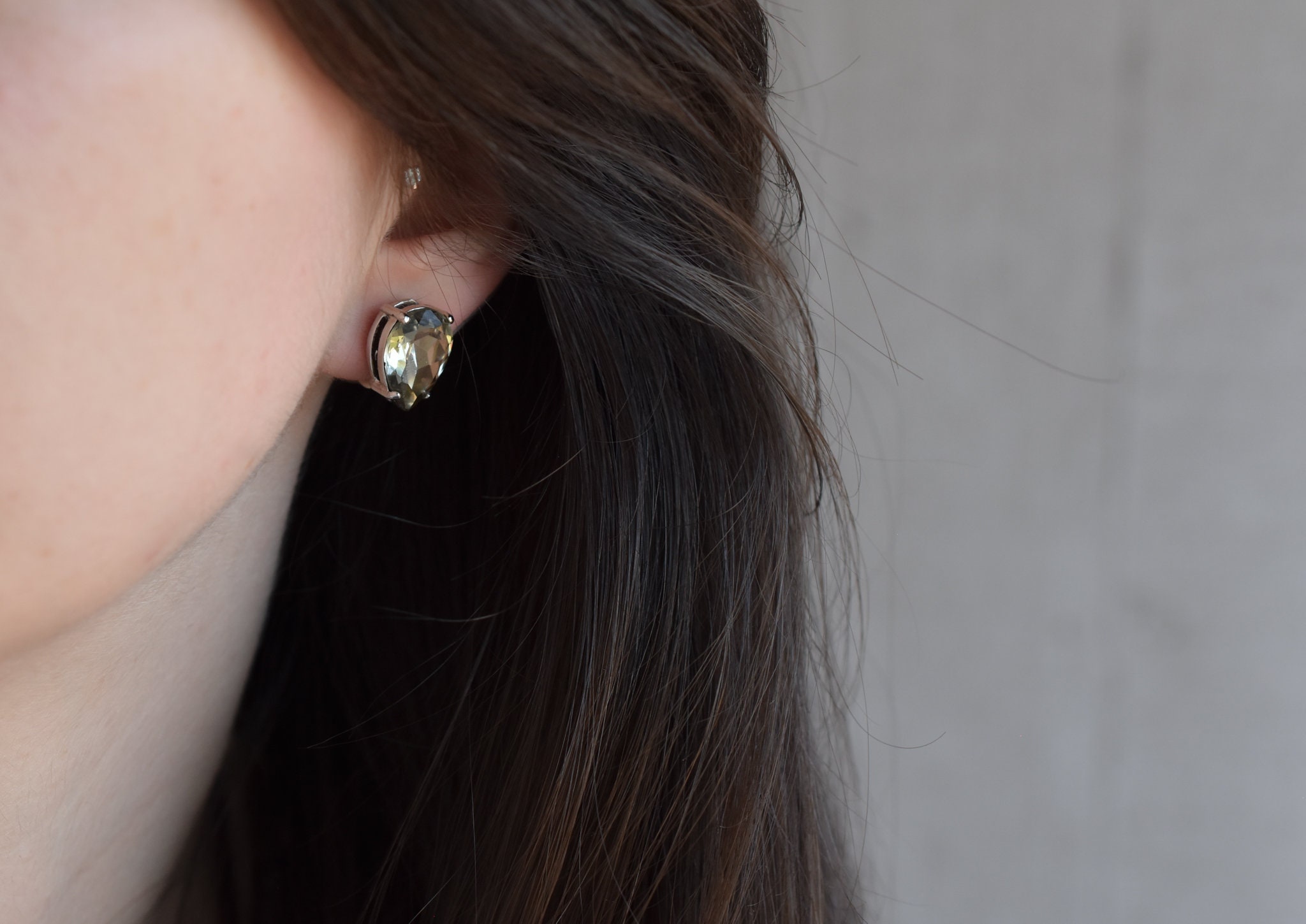 Sterling Silver Teardrop Green Gemstone Screw Back Earrings, Green ...