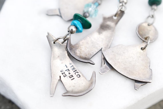 Sterling Silver Howling Wolf Dangle Earrings, Wol… - image 2