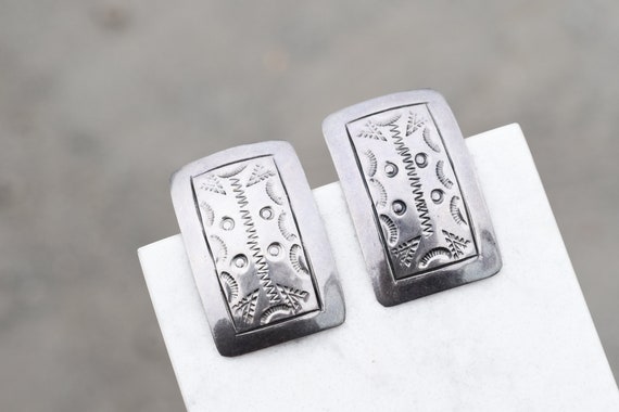 Sterling Rectangular Native American Stamped Earr… - image 2