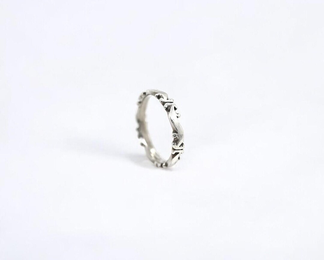 Silver Patterned Rings Sterling Silver Scroll Pattern Band Ring, Simple Patterned Band Ring ...