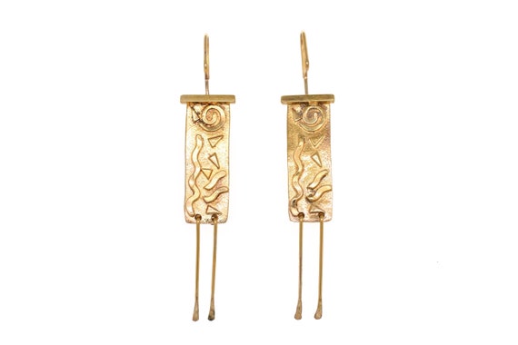 Sterling Silver Gold Overlay Abstract Dangle Earri