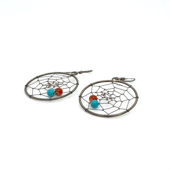 Delicate Sterling Silver Beaded Dreamcatcher Dang… - image 5