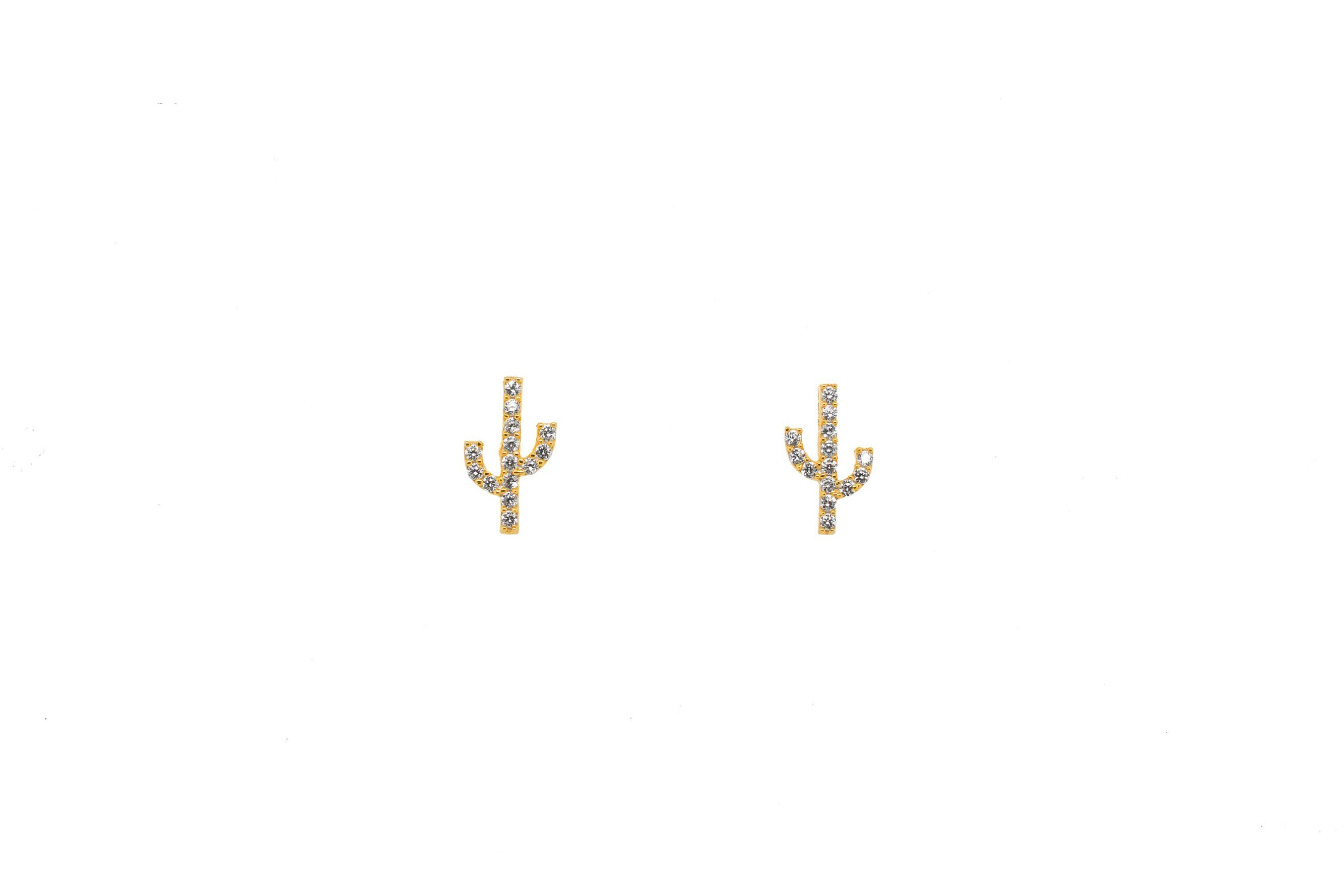 Saguaro Cactus Post Stud Earrings Gold-plated Sterling Silver Cubic Zirconia Saguaro Cactus Post Stud Earrings Gold-plated Sterling Silver Cubic Zirconia