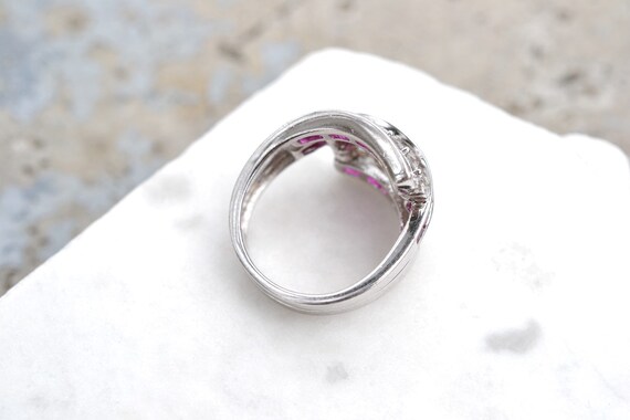 Sterling CZ and Synthetic Ruby Modern Cocktail Ri… - image 2