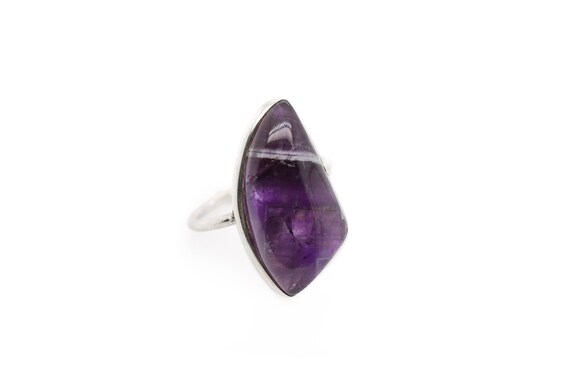 Sterling Silver Natural Cabochon Amethyst Ring, St