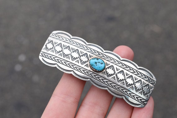 Sterling Silver Native American Turquoise Barrette