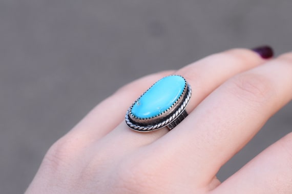 Handmade Sterling Silver Turquoise Ring, Turquois… - image 1