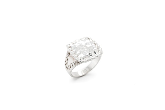 Sterling Silver Hammered Braided Rope Ring, 925 Silver Square Ring, Hammered Sterling Ring, Hammered Silver Ring, Hammered Jewelry