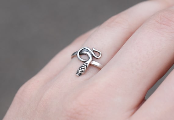 Sterling Silver Coiled Snake Ring, Sterling Silve… - image 1
