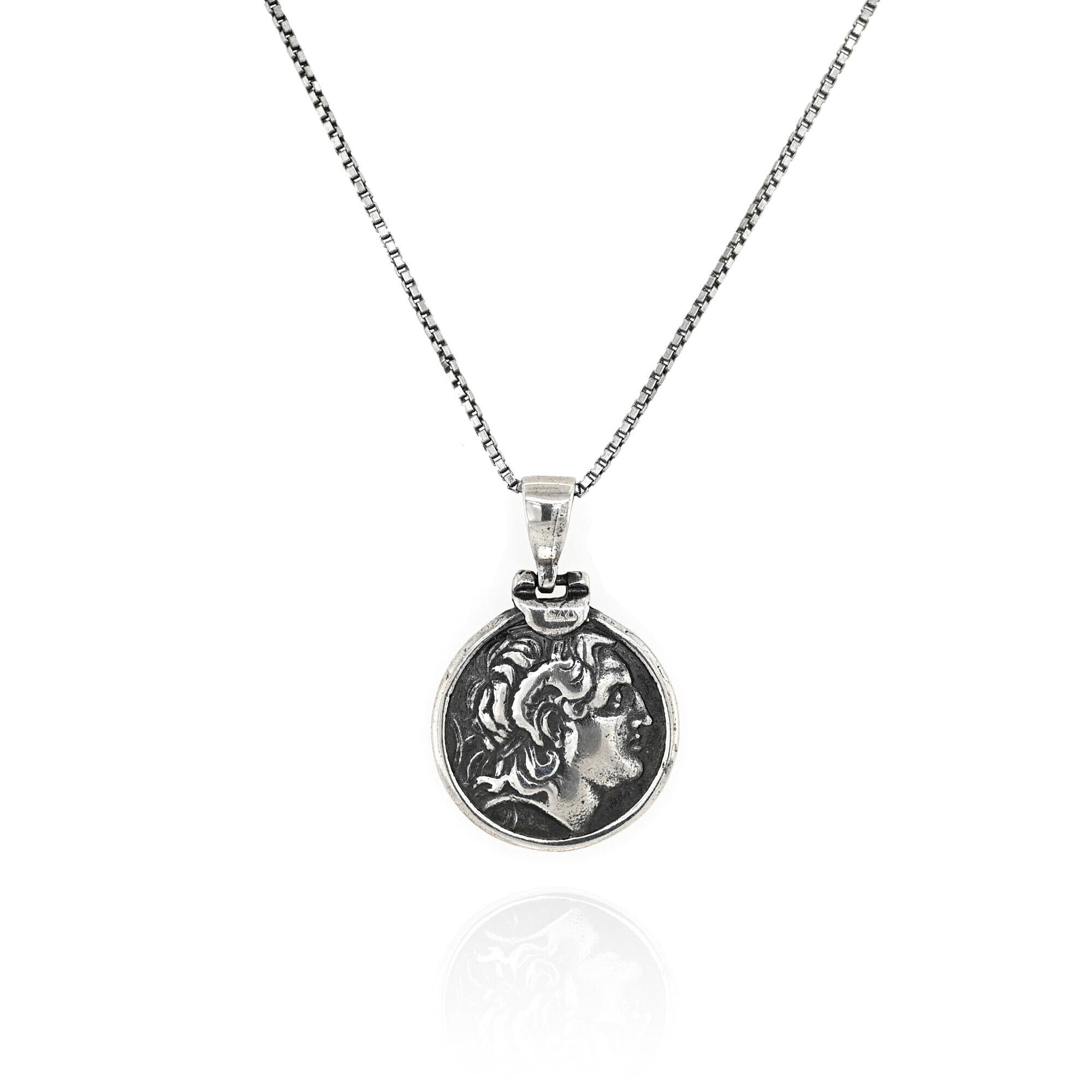 ★人気★ 【SHOVEOFF】 Silver Coin Chain Necklace Vintage Coin Necklace Silver Statement Necklace Silver
