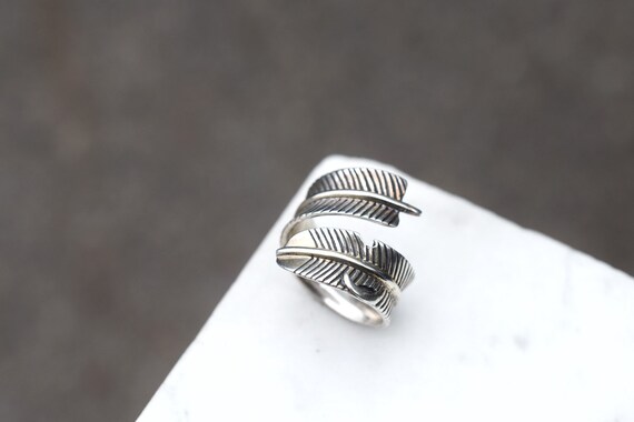 Sterling Silver Native American Feather Wrap Ring… - image 3